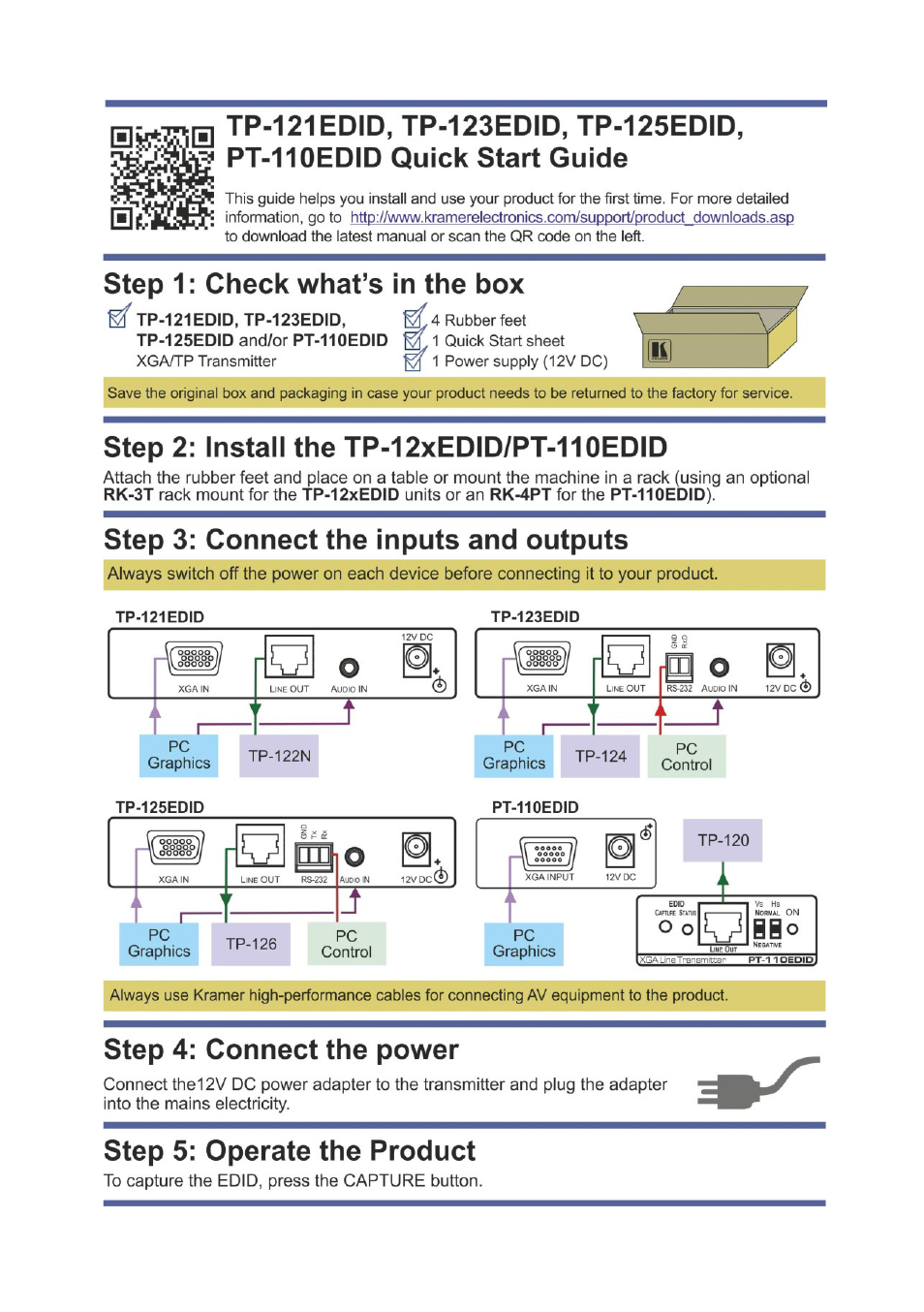 Kramer Electronics TP-125EDID User Manual | Page 2 / 31