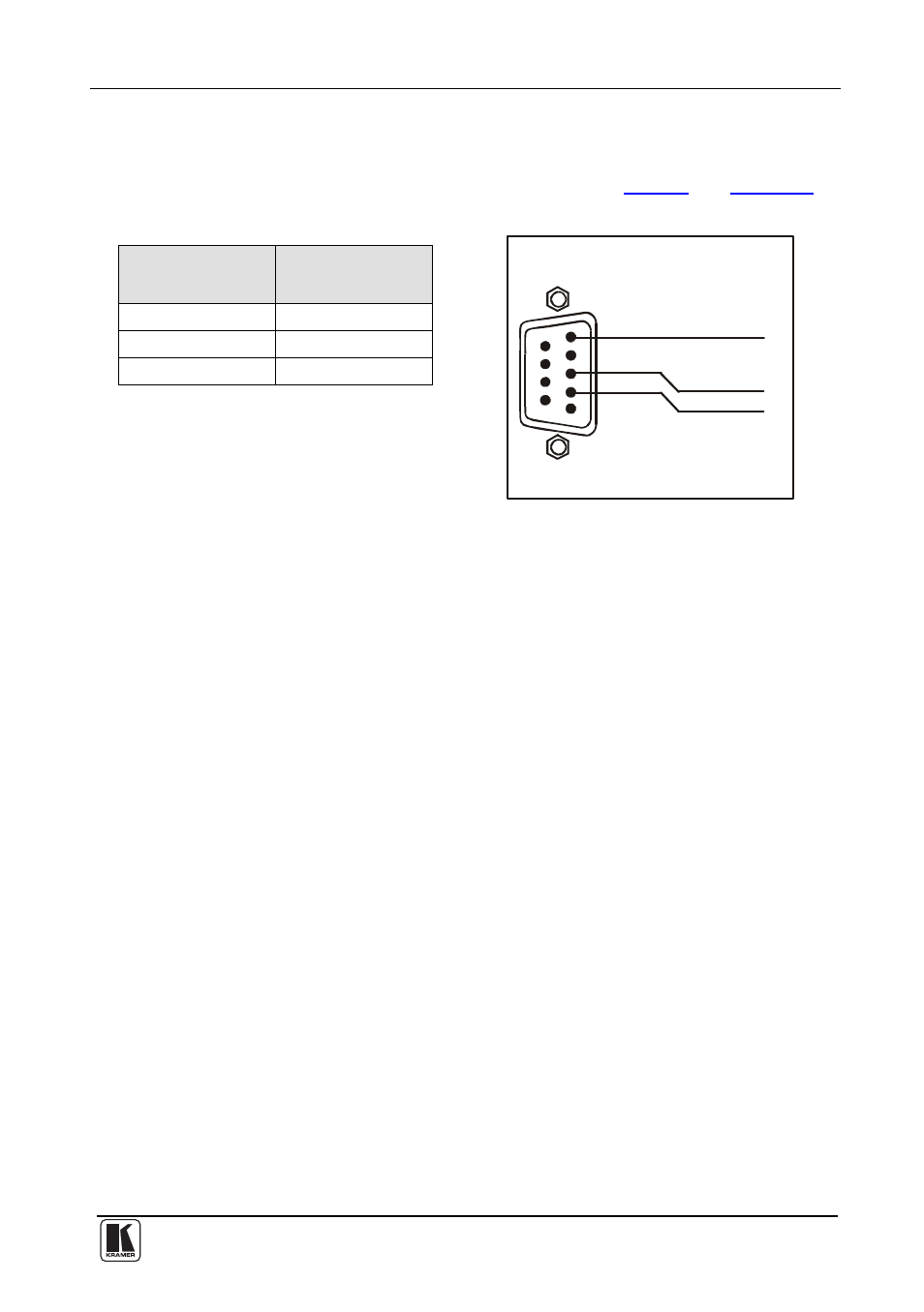 Transmitting via rs-232 (for example, using a pc), Figure 14: rs-232 pinout connection, Table 13: rs-232 pinout connection | Kramer Electronics TP-126-od User Manual | Page 32 / 37