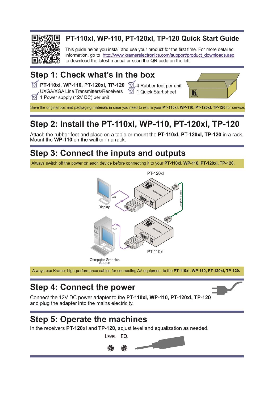 Kramer Electronics WP-110 User Manual | Page 2 / 20
