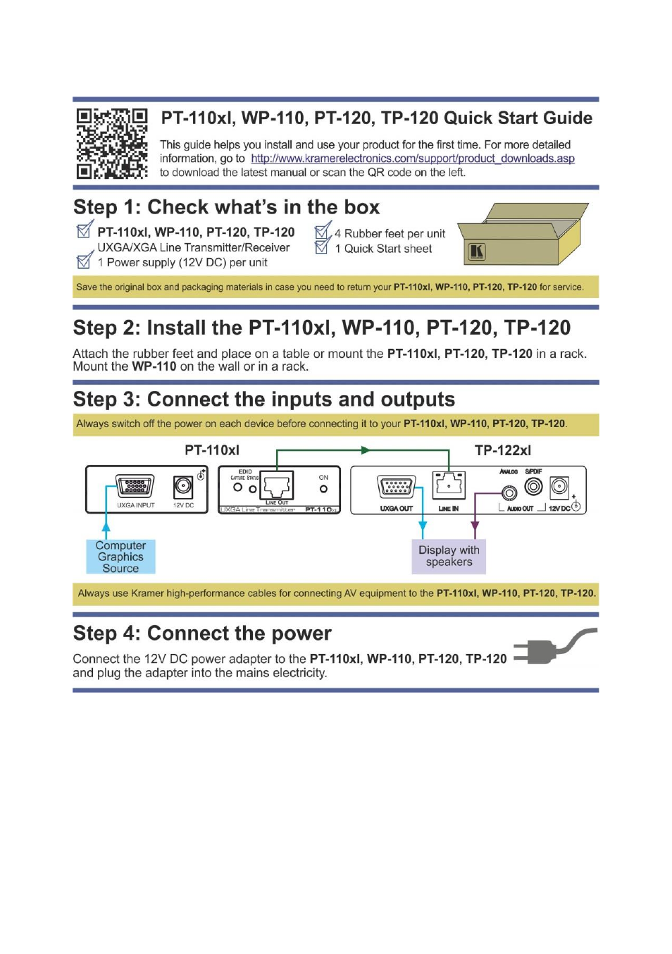 Kramer Electronics PT-120 User Manual | Page 2 / 20