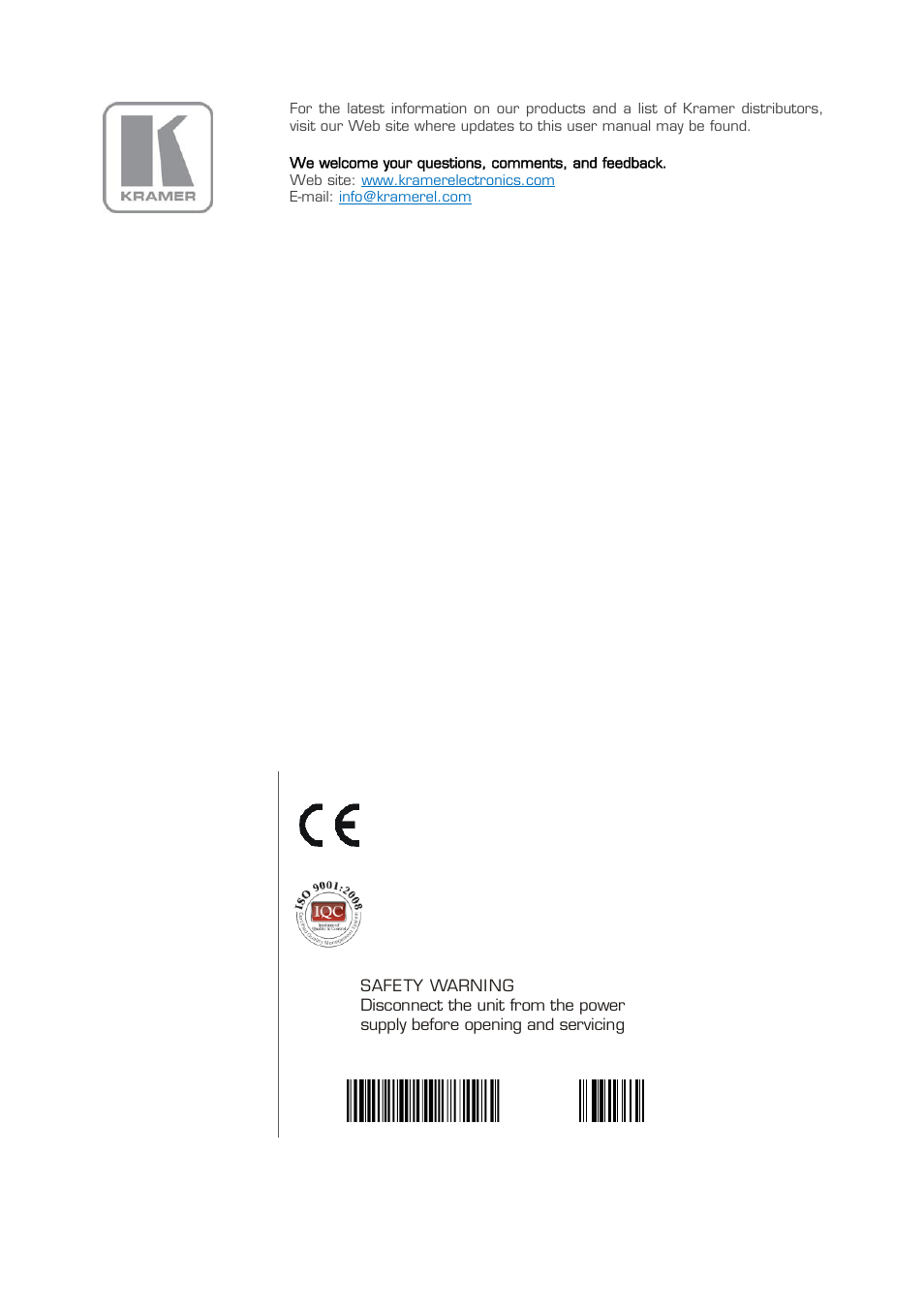 Kramer Electronics PT-120 User Manual | Page 20 / 20