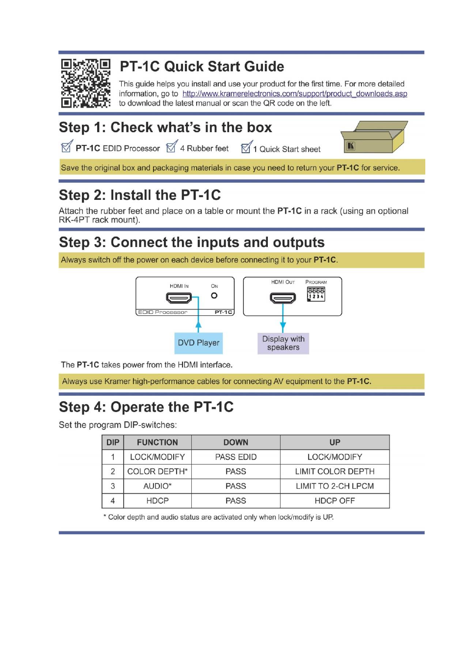 Kramer Electronics PT-1C User Manual | Page 2 / 12