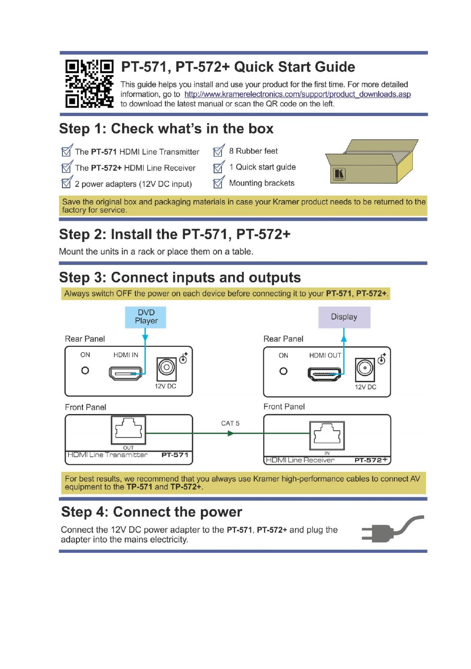 Kramer Electronics PT-572+ User Manual | Page 2 / 15