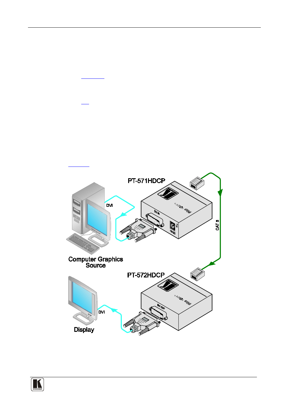 5 connecting the pt-571hdcp and pt-572hdcp, Connecting the pt-571hdcp and pt-572hdcp | Kramer Electronics PT-571HDCP User Manual | Page 9 / 12