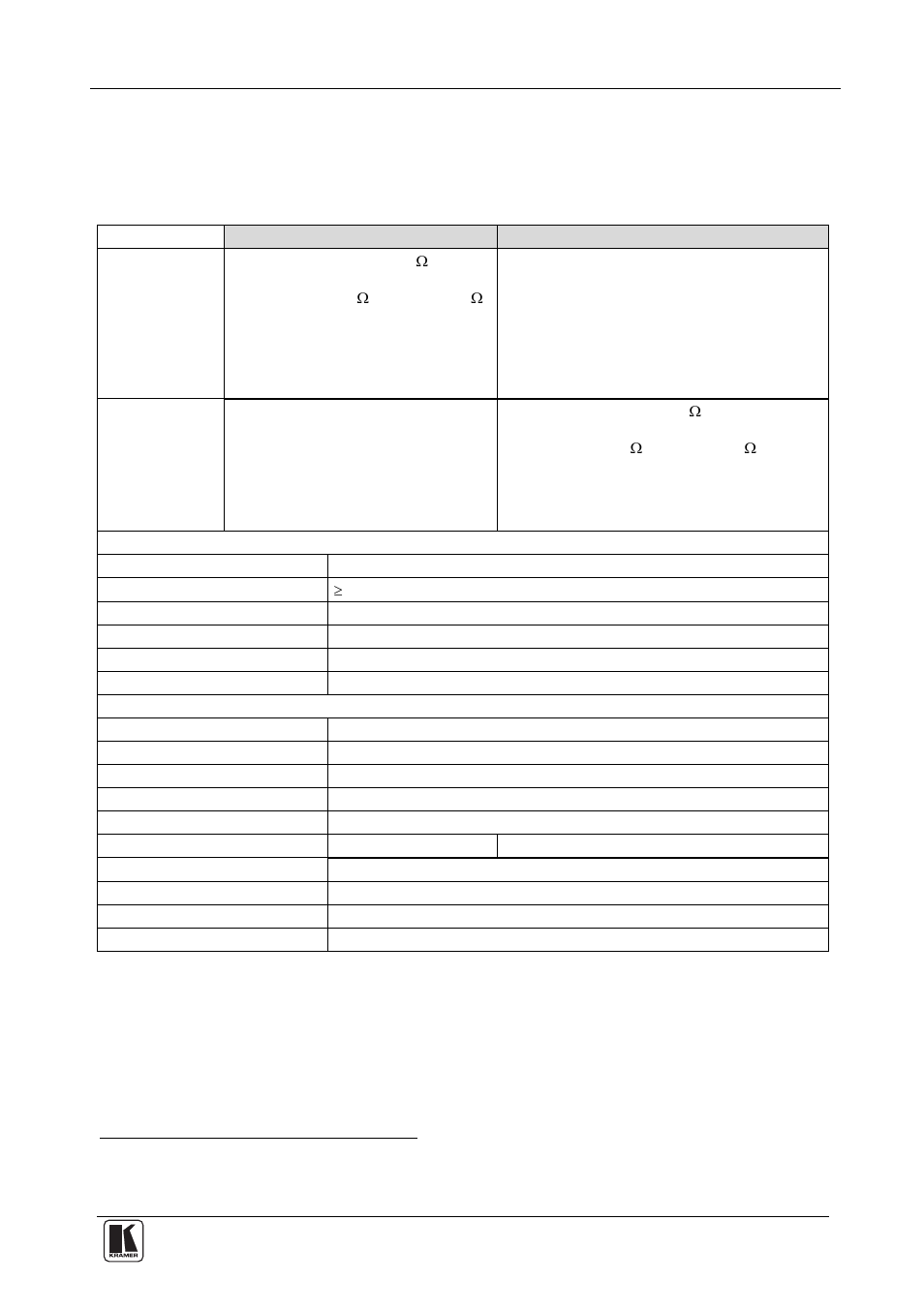 6 technical specifications, Technical specifications, Table 5 defi nes the technical specifications | Table 5: technical specifications, Of the tp-9/tp-10 | Kramer Electronics TP-9 User Manual | Page 13 / 15