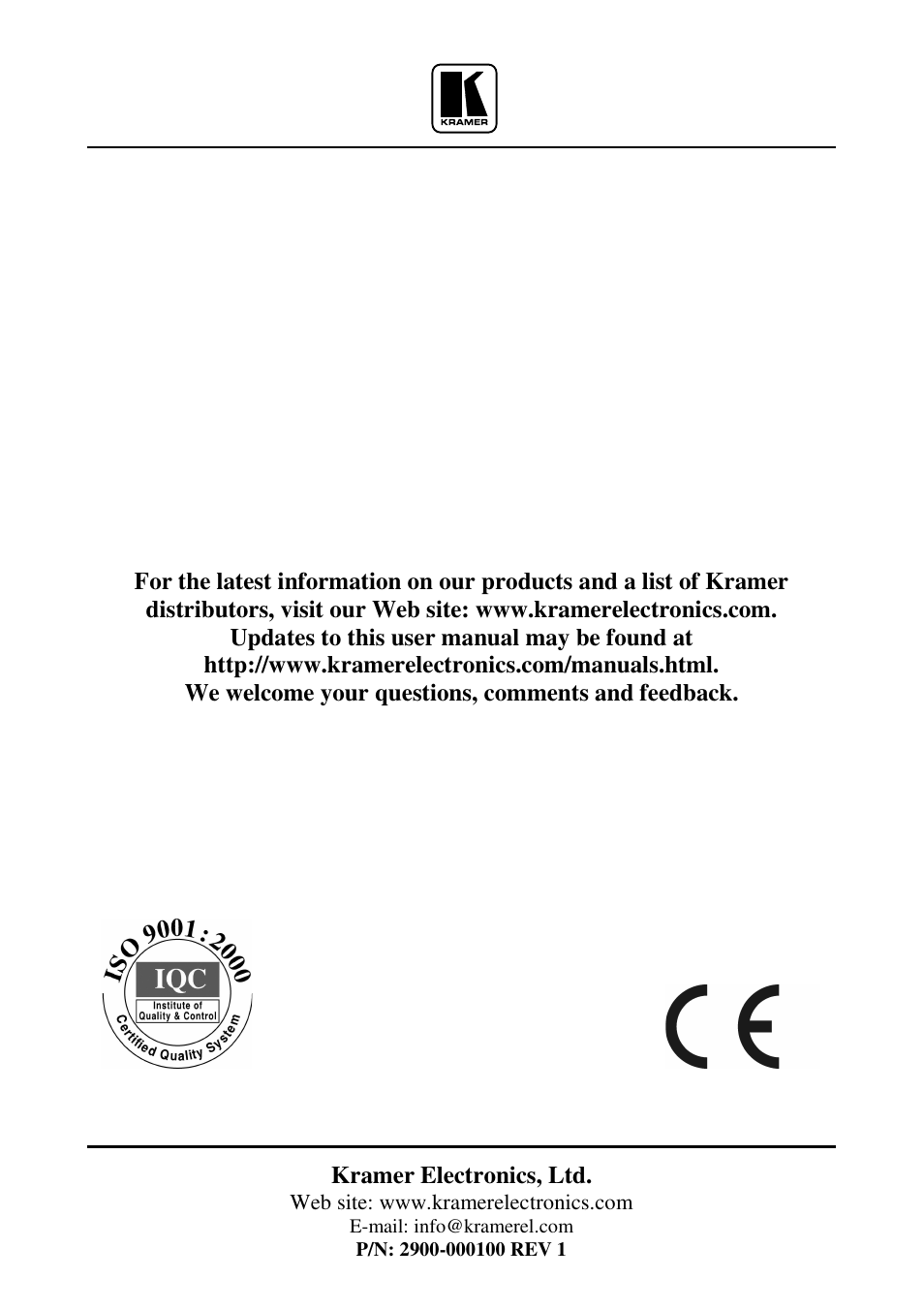 Kramer Electronics TP-100 User Manual | Page 12 / 12