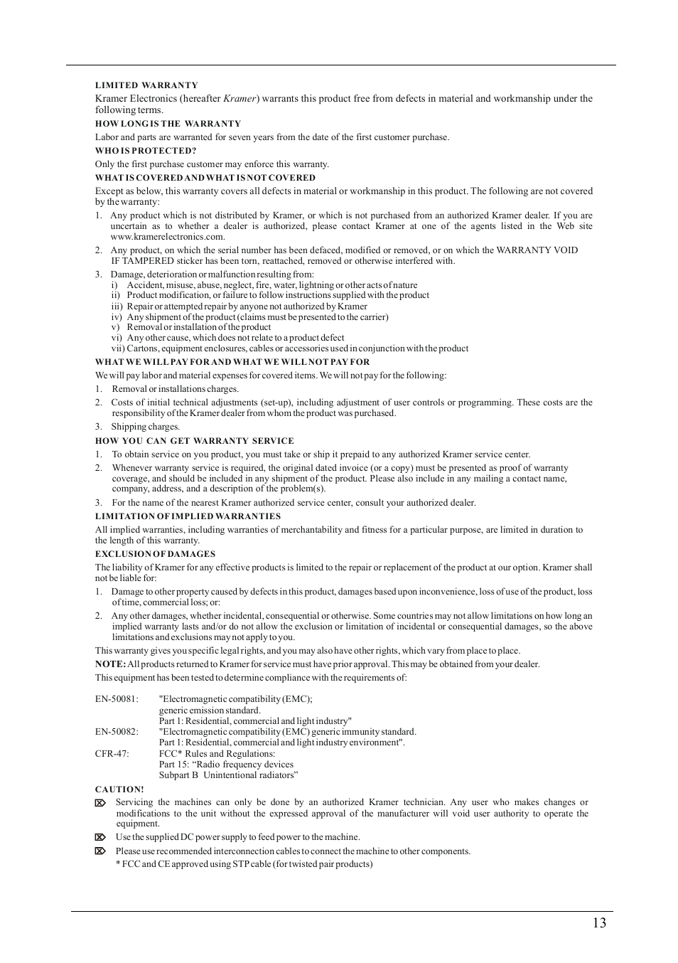Kramer Electronics TP-200AXR User Manual | Page 15 / 16