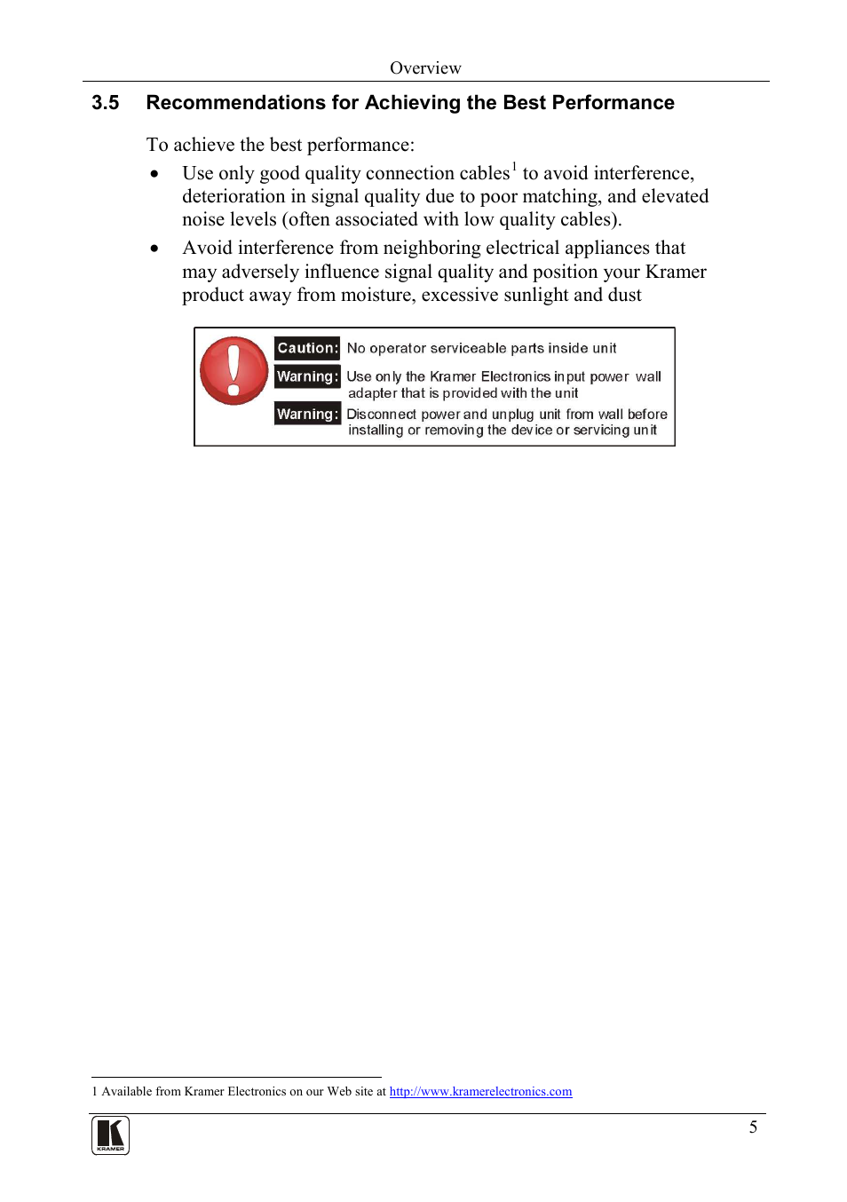 Recommendations for achieving the best performance | Kramer Electronics TP-200AXR User Manual | Page 7 / 16