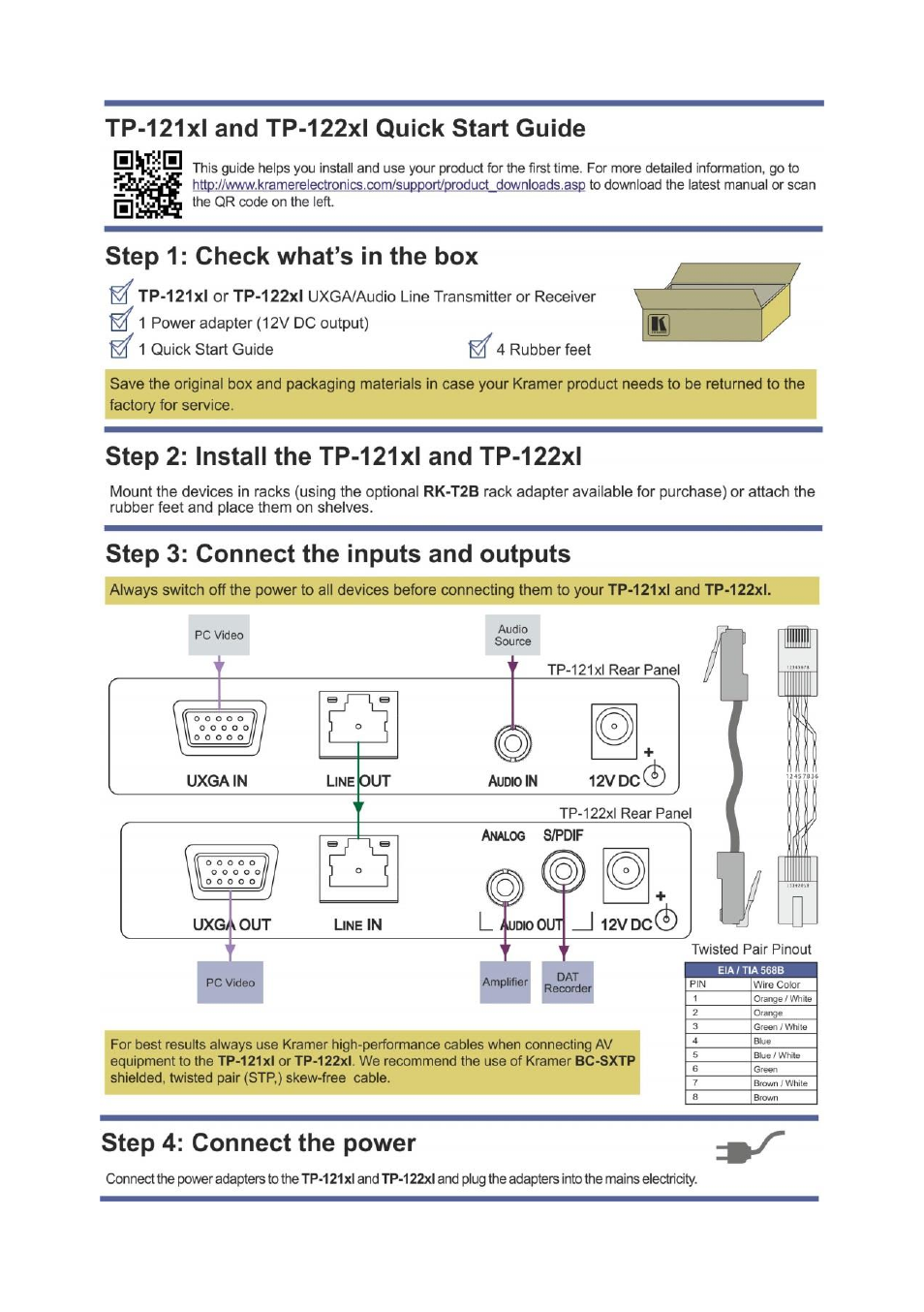 Kramer Electronics TP-122xl User Manual | Page 2 / 17