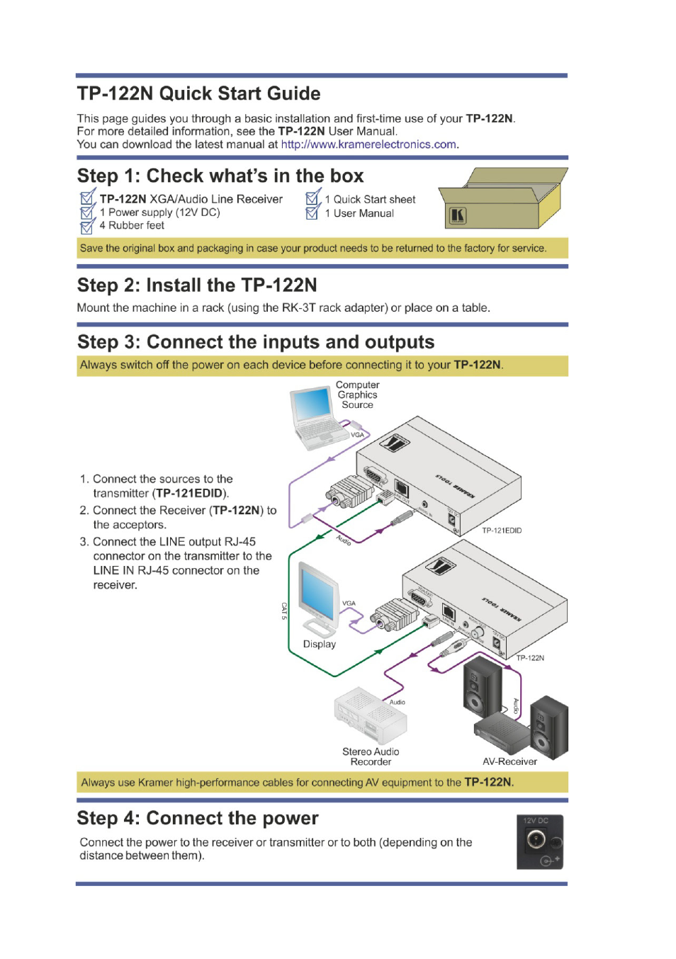 Kramer Electronics TP-122N User Manual | Page 2 / 15