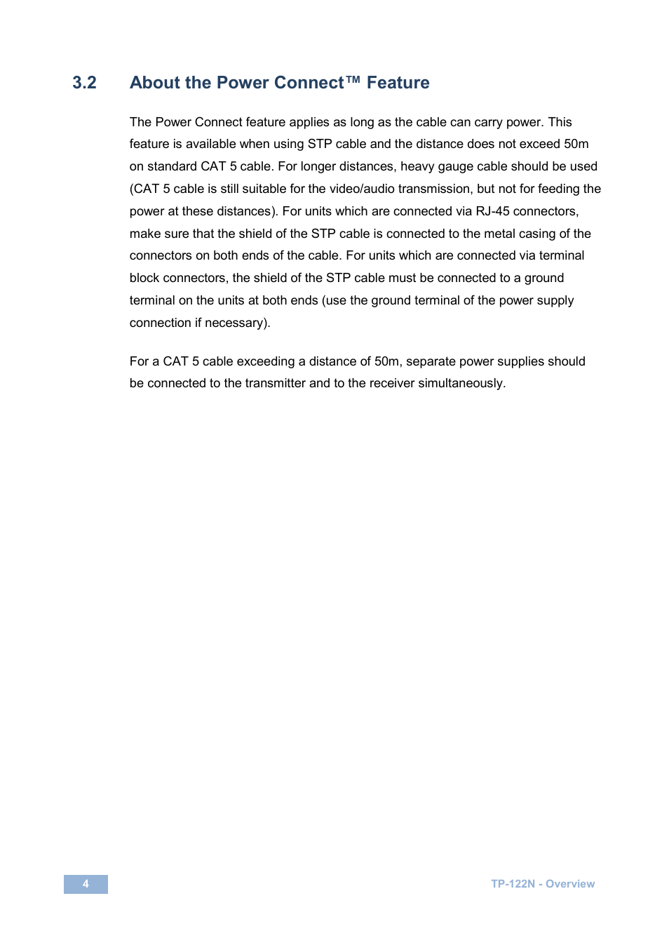 2 about the power connect™ feature, About the power connect™ feature | Kramer Electronics TP-122N User Manual | Page 7 / 15
