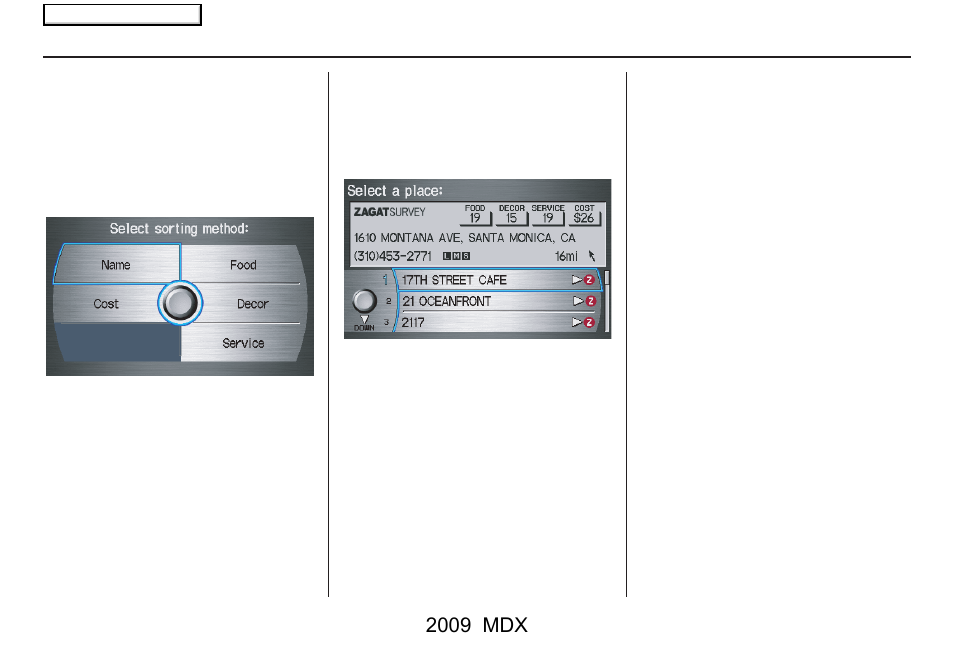 Entering a destination, 2009 mdx | Acura 2009 MDX User Manual | Page 39 / 174