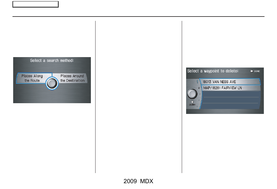 Driving to your destination, 2009 mdx | Acura 2009 MDX User Manual | Page 73 / 174