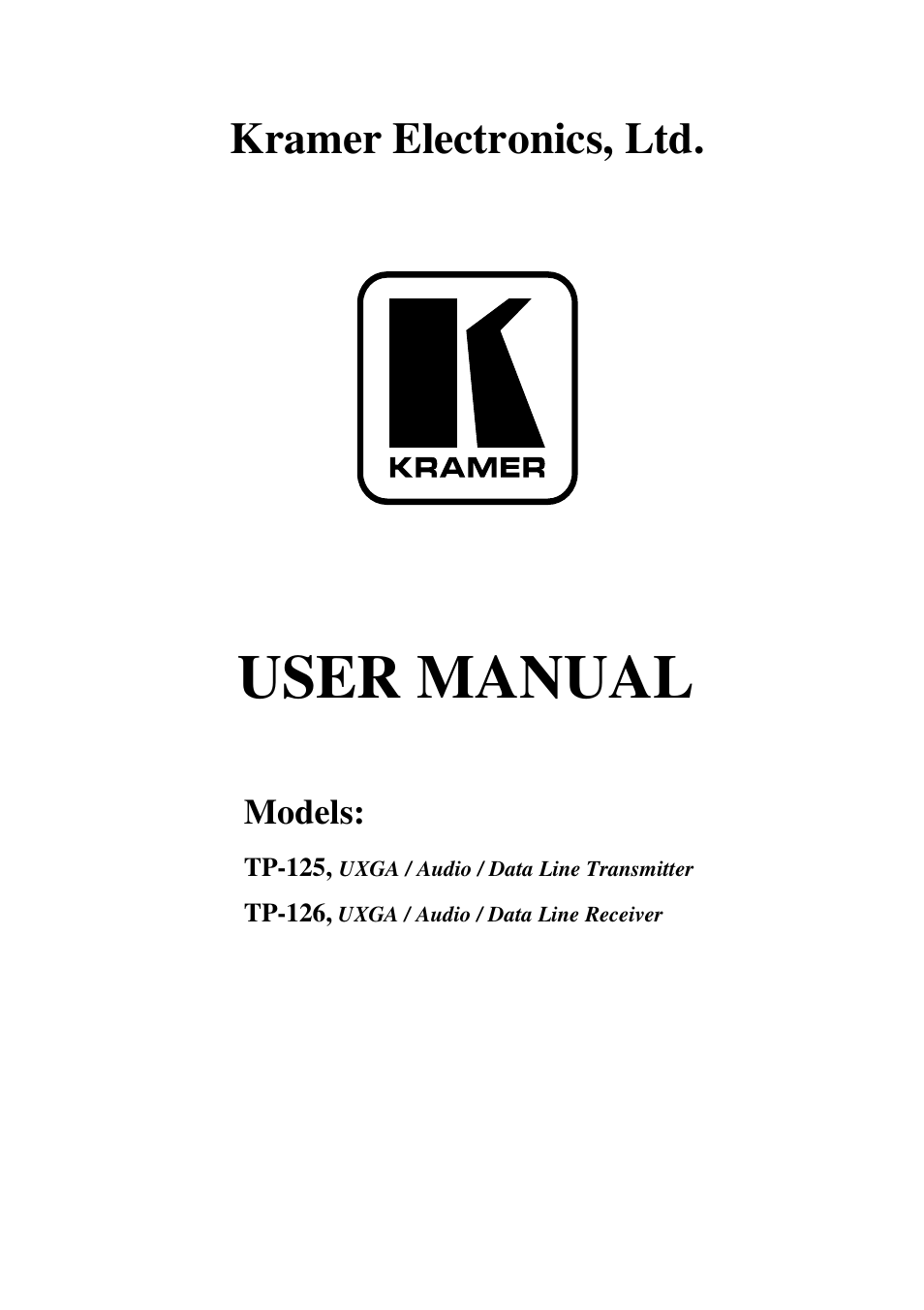 Kramer Electronics TP-126 User Manual | 16 pages