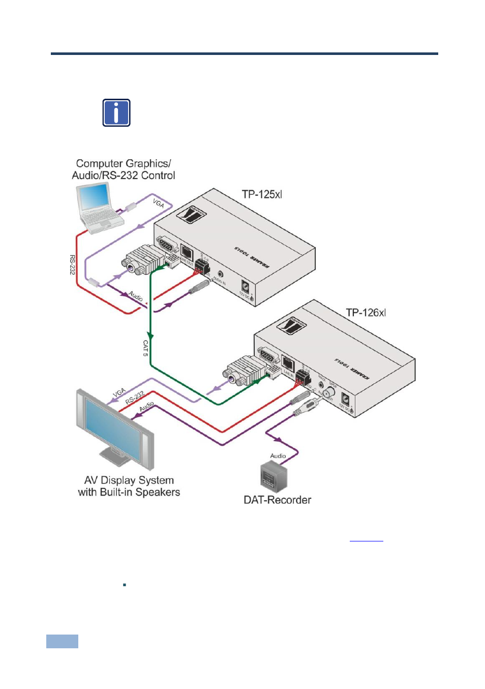 5 connecting the tp-125xl and tp-126xl, Connecting the tp-125xl and tp-126xl, Section | Kramer Electronics TP-126xl User Manual | Page 11 / 17