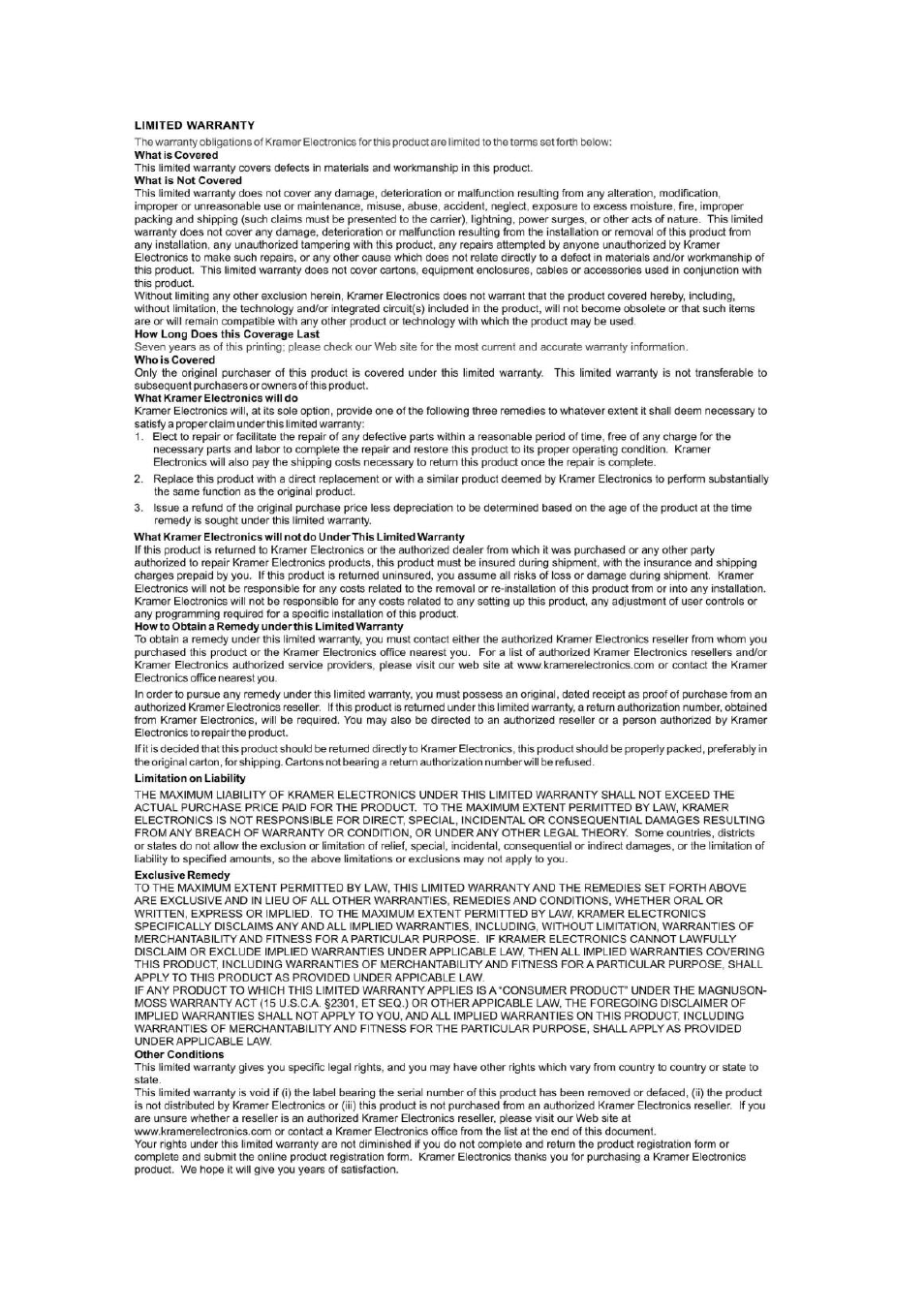 Kramer Electronics TP-126xl User Manual | Page 16 / 17