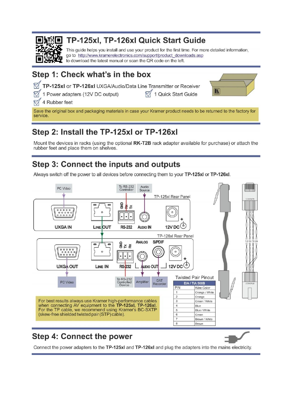 Kramer Electronics TP-126xl User Manual | Page 2 / 17