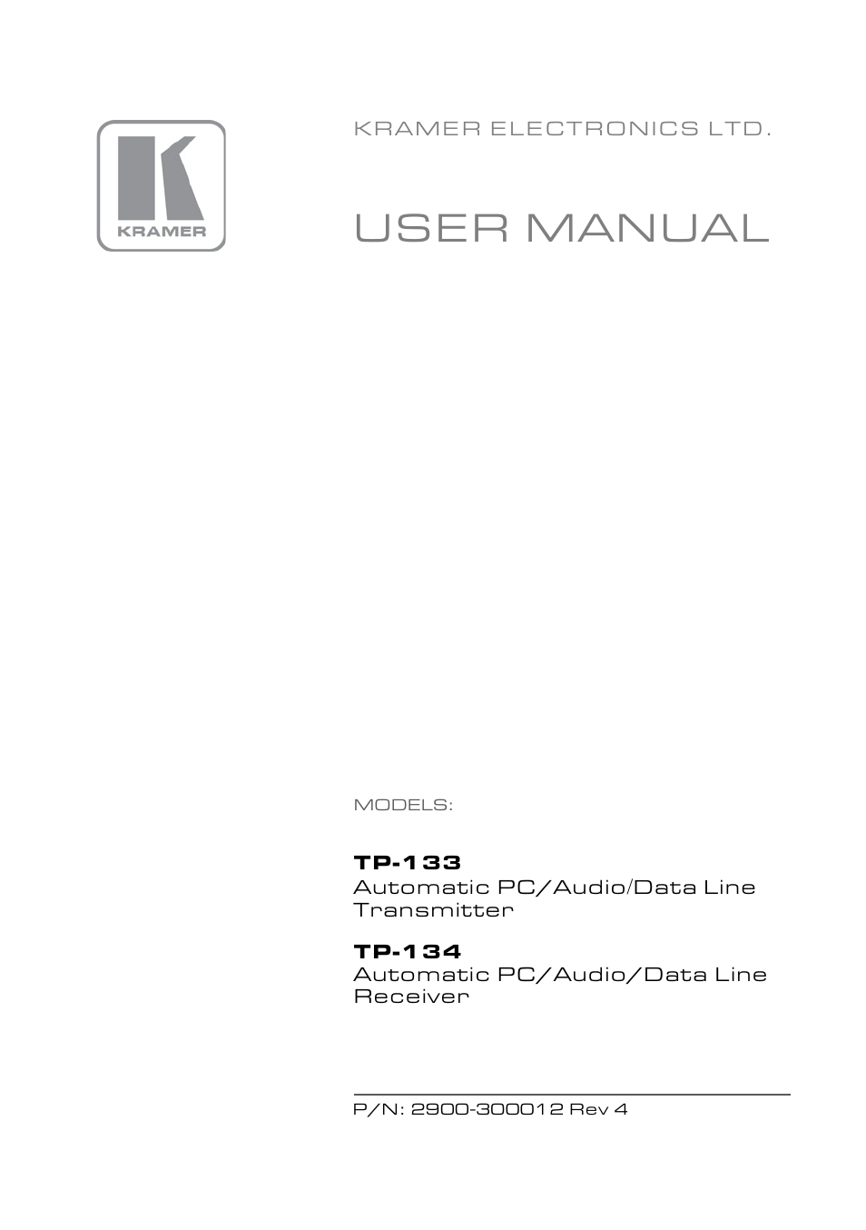 Kramer Electronics TP-134 User Manual | 18 pages