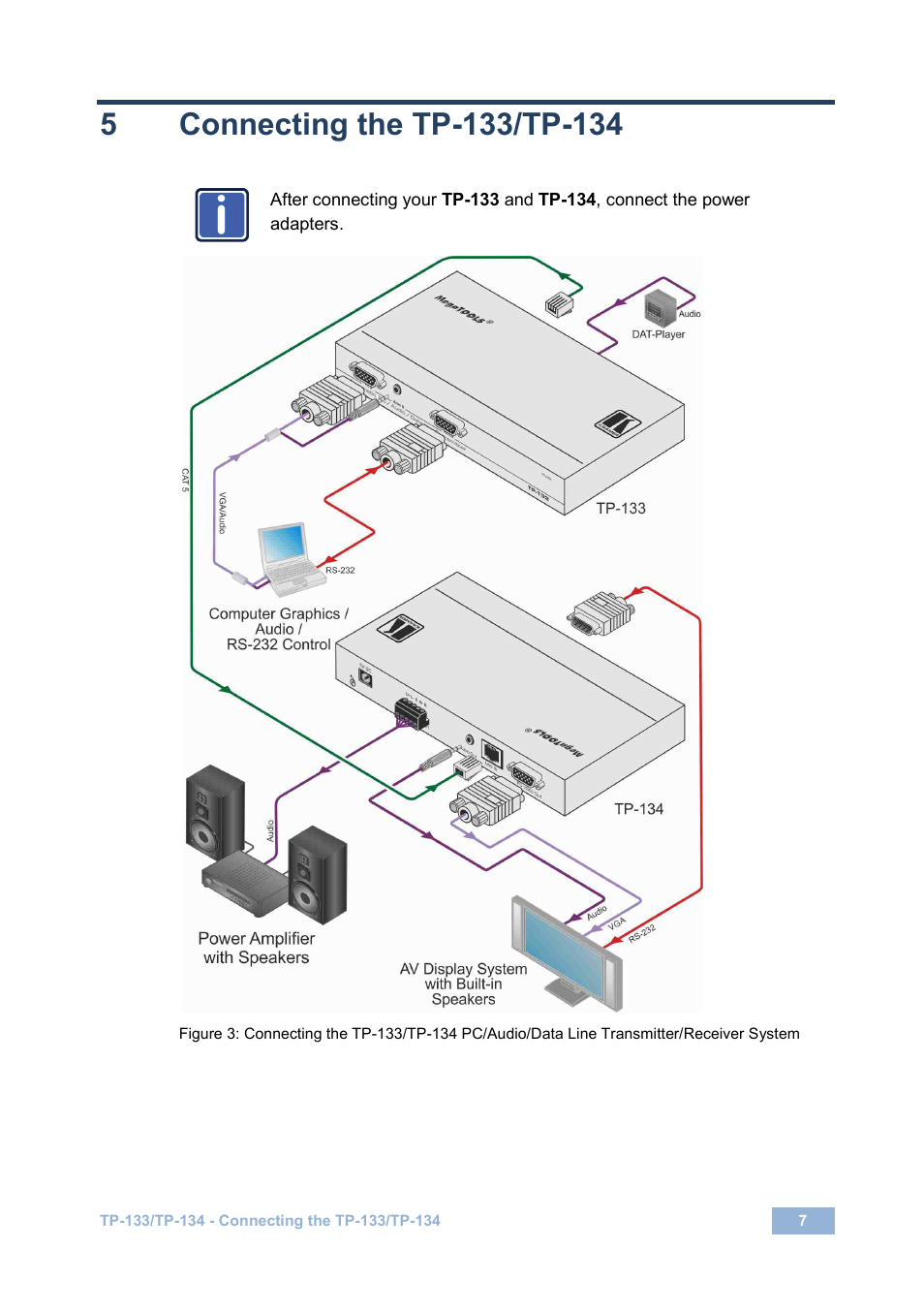 5 connecting the tp-133/tp-134, Connecting the tp-133/tp-134 | Kramer Electronics TP-134 User Manual | Page 10 / 18