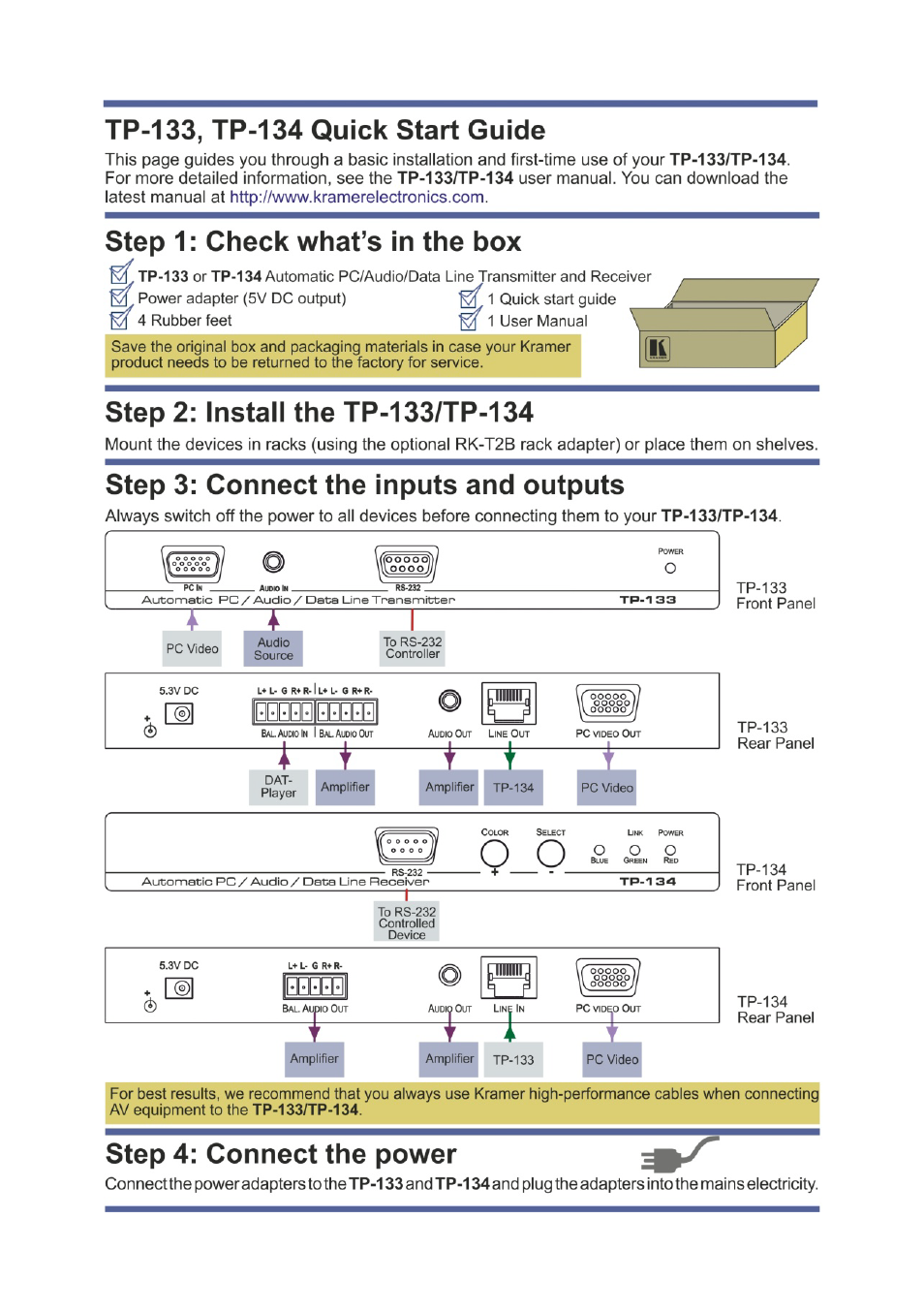 Kramer Electronics TP-134 User Manual | Page 2 / 18