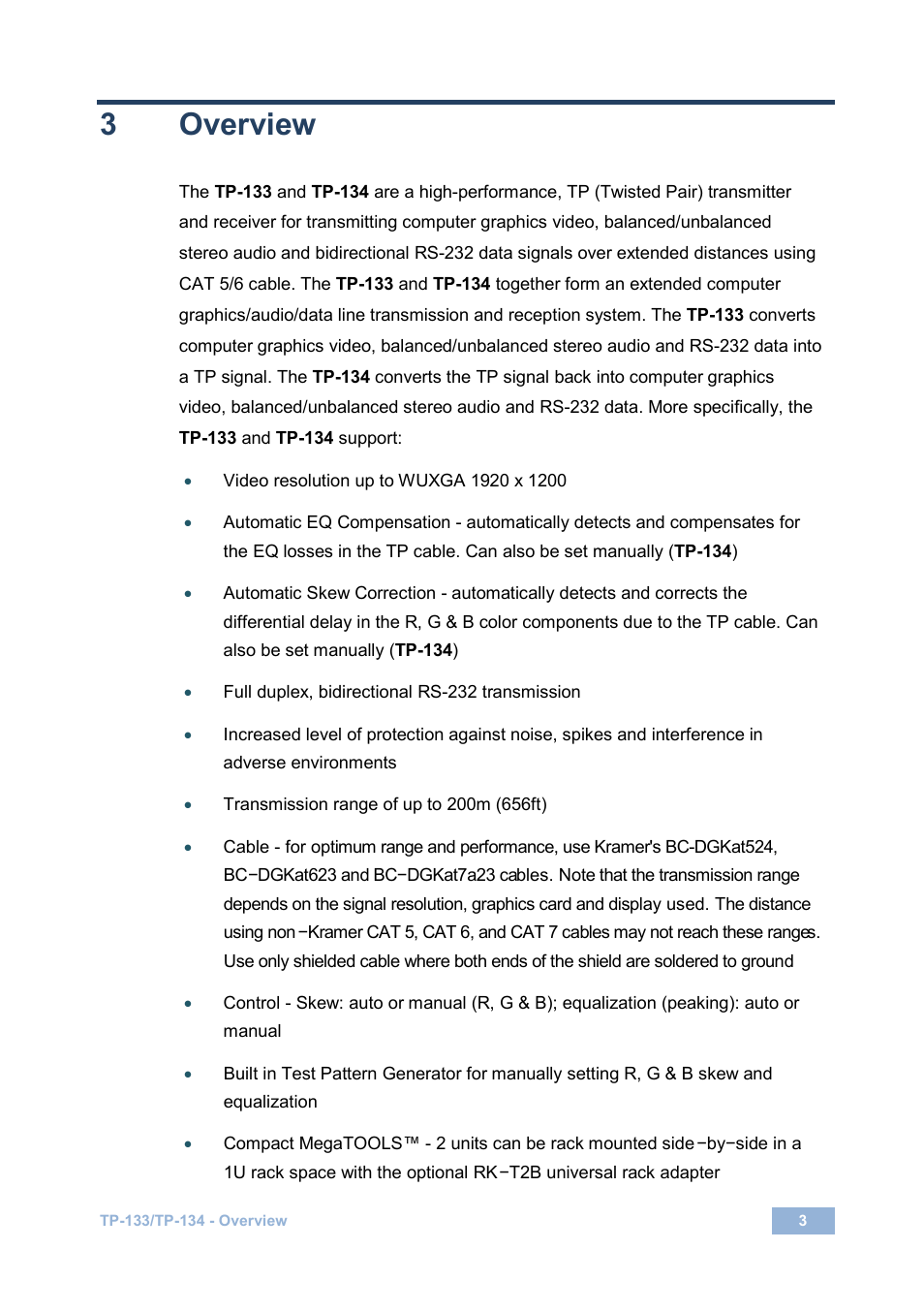 3 overview, Overview, 3overview | Kramer Electronics TP-134 User Manual | Page 6 / 18