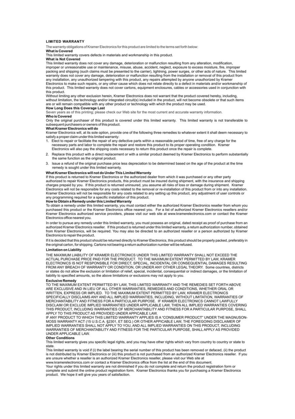 Kramer Electronics TP-185 User Manual | Page 20 / 21
