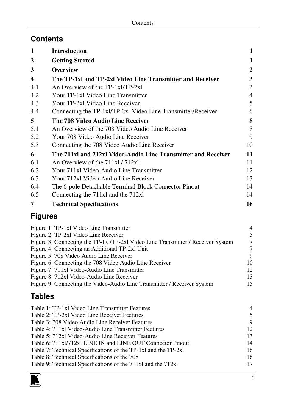 Kramer Electronics TP-1xl User Manual | Page 2 / 21