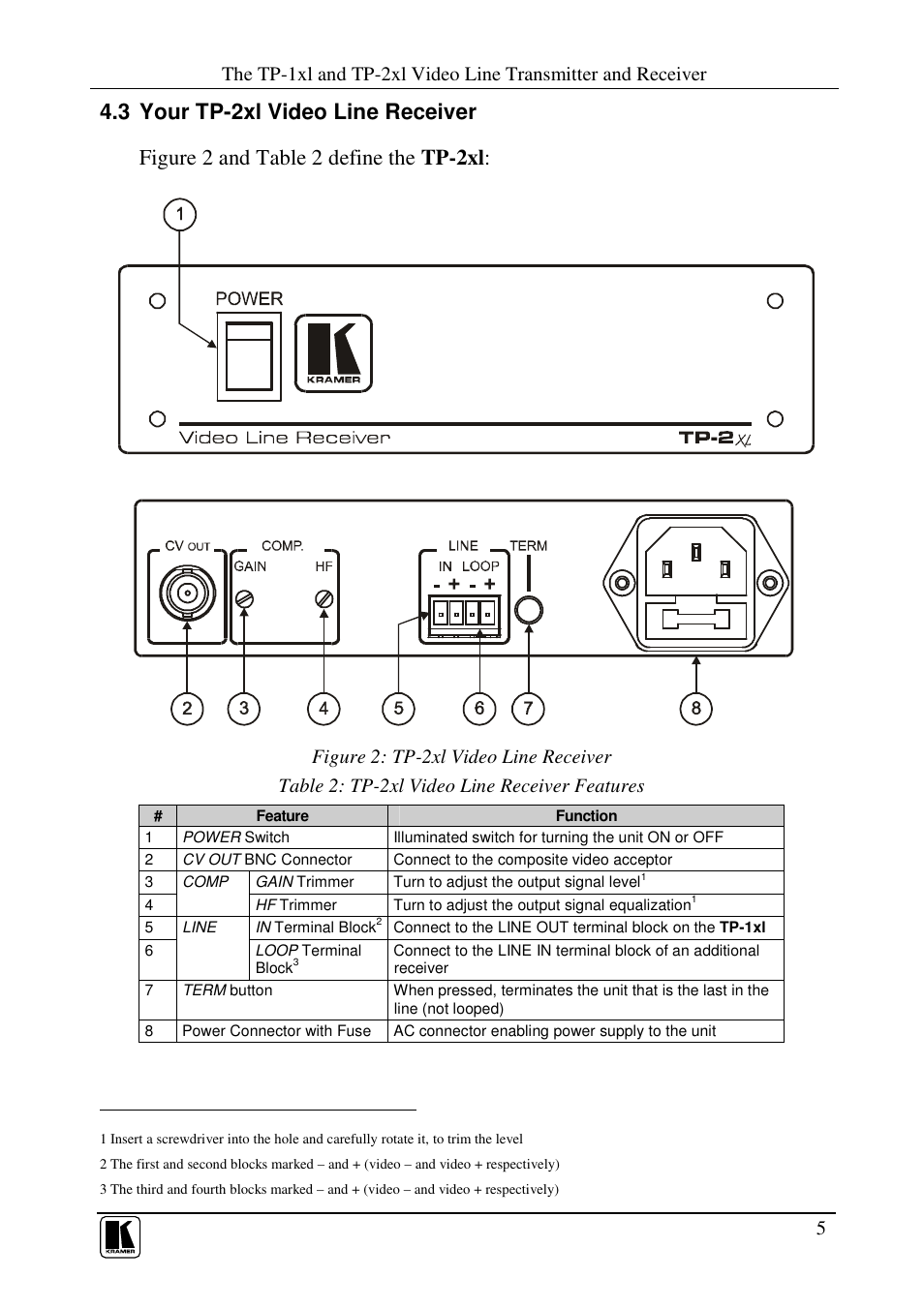 Kramer Electronics TP-1xl User Manual | Page 7 / 21