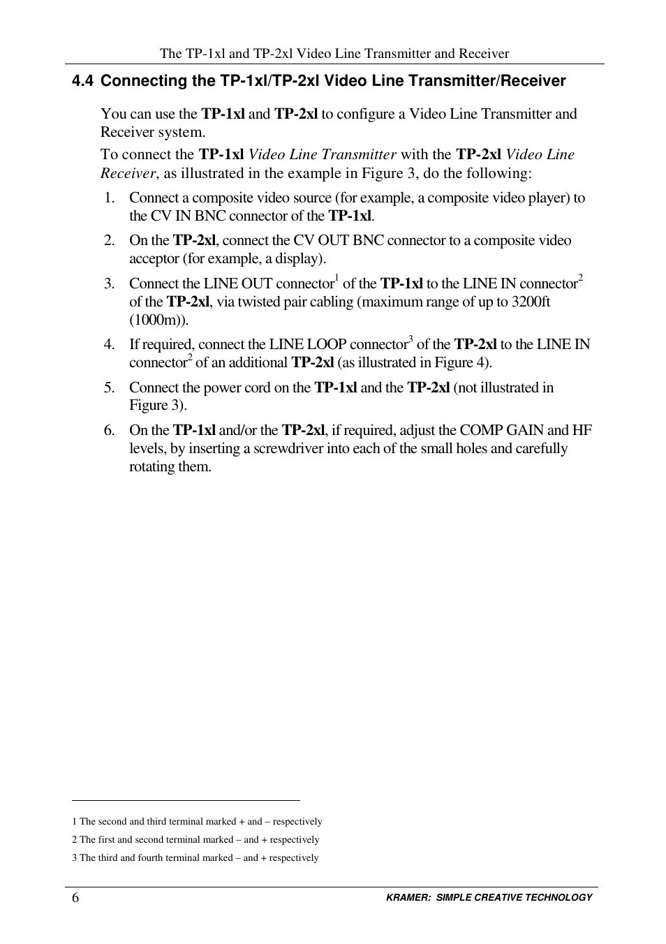 Kramer Electronics TP-1xl User Manual | Page 8 / 21