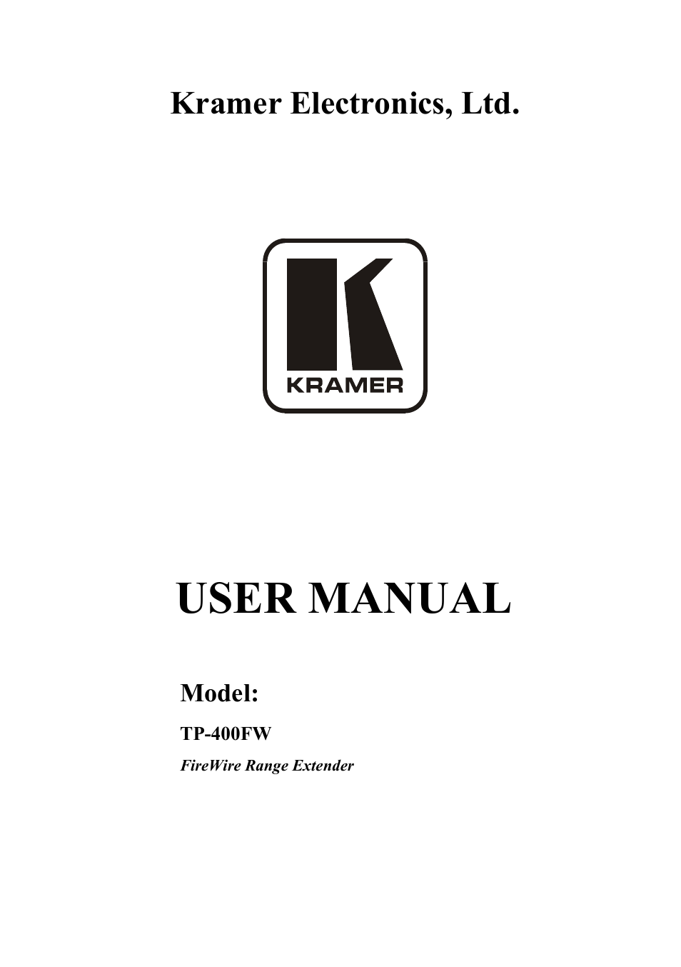 Kramer Electronics TP-400FW User Manual | 12 pages
