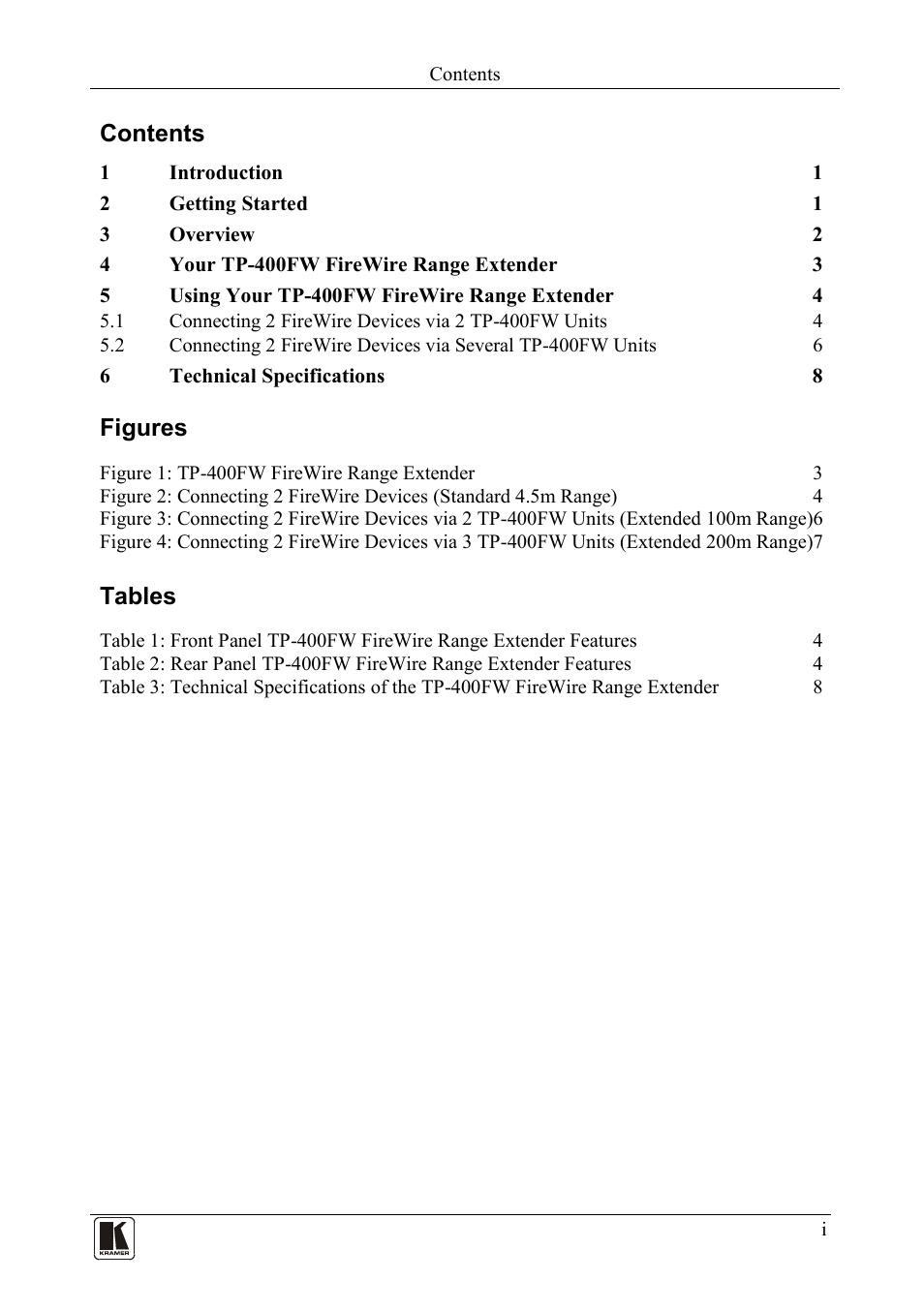 Kramer Electronics TP-400FW User Manual | Page 2 / 12