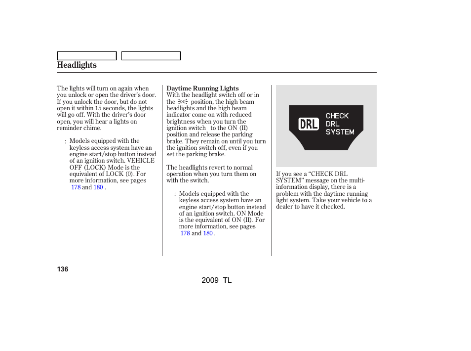 Headlights | Acura 2009 TL User Manual | Page 139 / 648