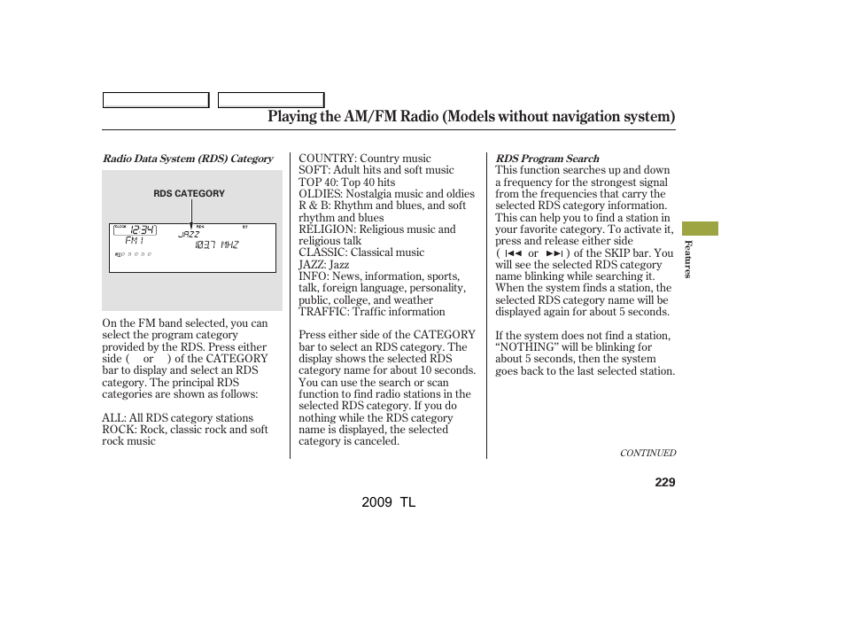 Acura 2009 TL User Manual | Page 232 / 648