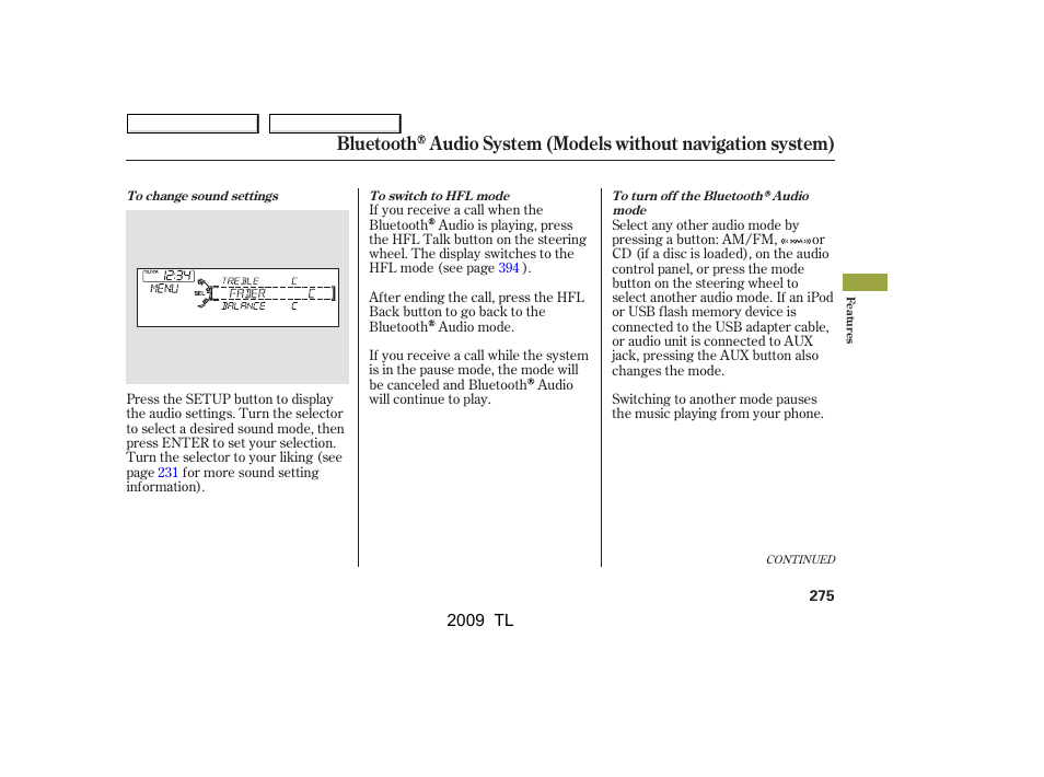 Acura 2009 TL User Manual | Page 278 / 648