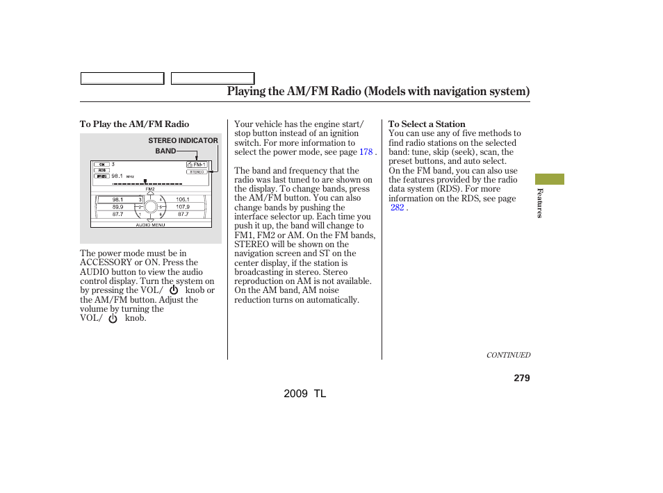 Acura 2009 TL User Manual | Page 282 / 648