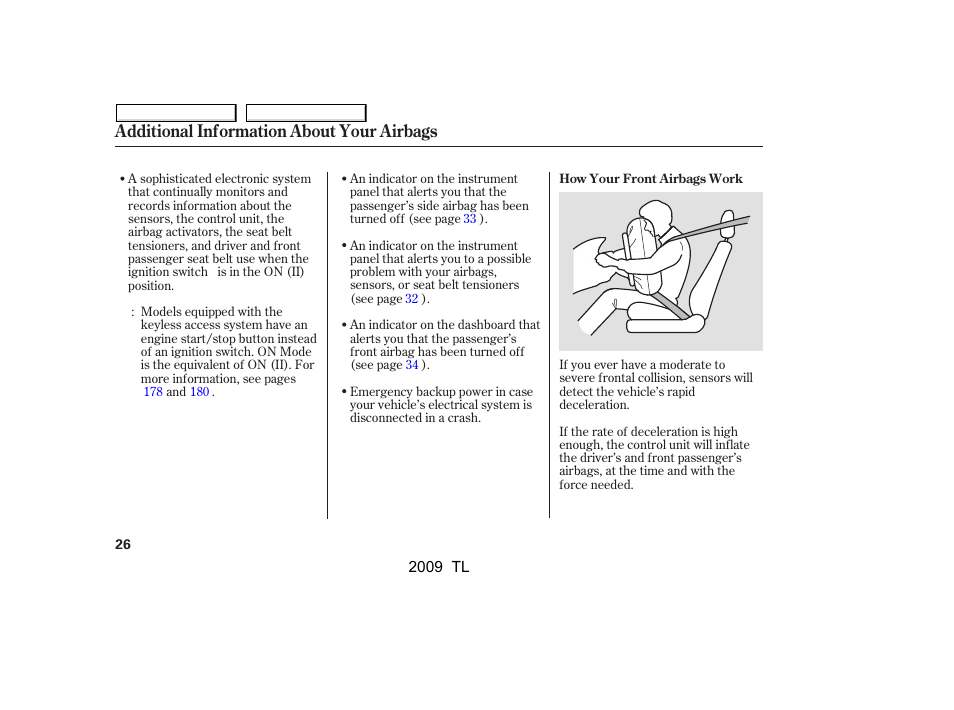 Additional information about your airbags | Acura 2009 TL User Manual | Page 29 / 648