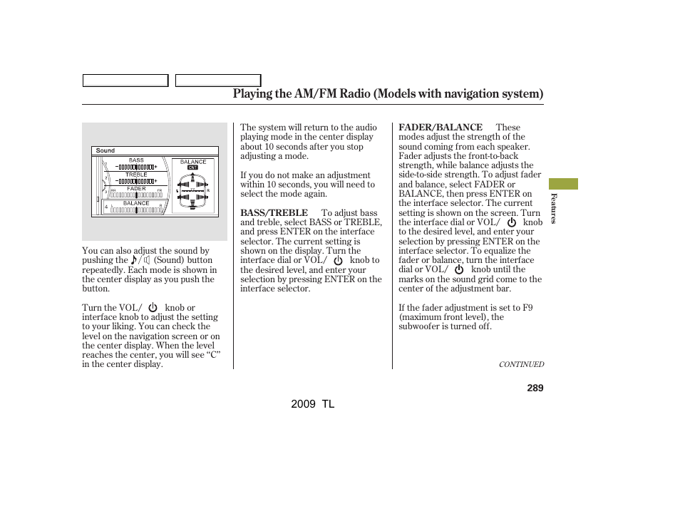 Acura 2009 TL User Manual | Page 292 / 648