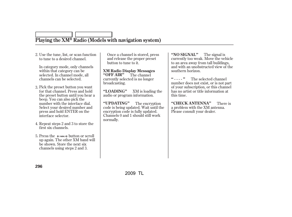 Acura 2009 TL User Manual | Page 299 / 648