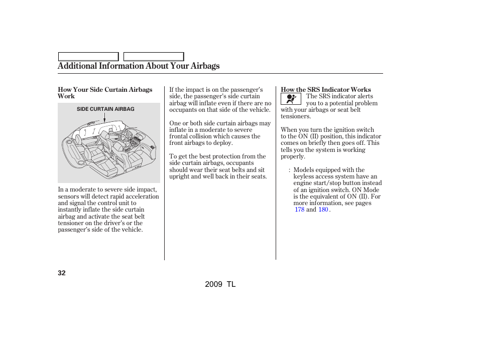 Additional information about your airbags | Acura 2009 TL User Manual | Page 35 / 648