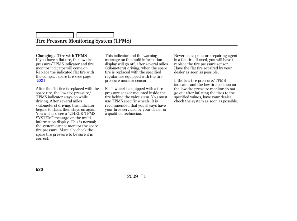 Tire pressure monitoring system (tpms) | Acura 2009 TL User Manual | Page 533 / 648