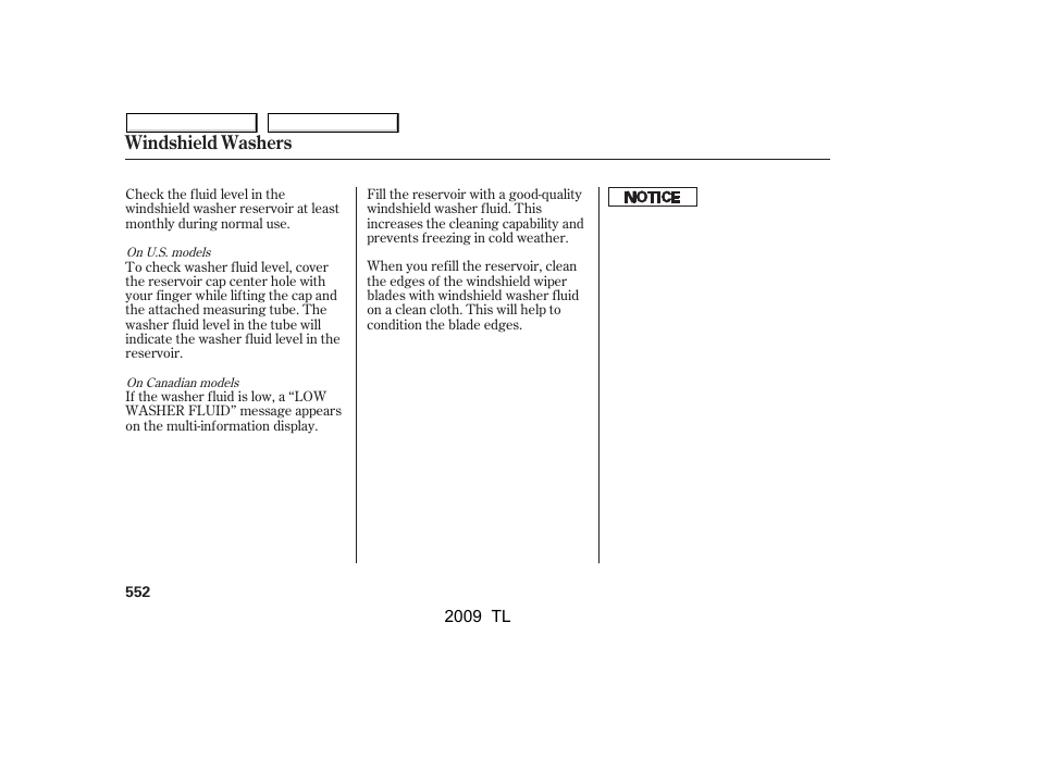 Windshield washers | Acura 2009 TL User Manual | Page 555 / 648
