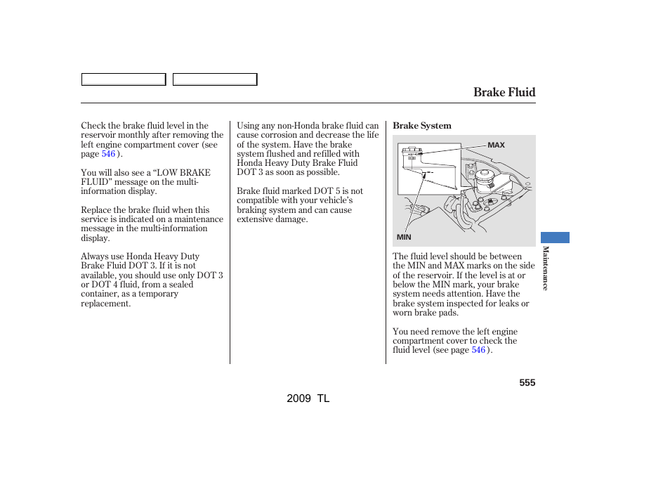 Brake fluid | Acura 2009 TL User Manual | Page 558 / 648
