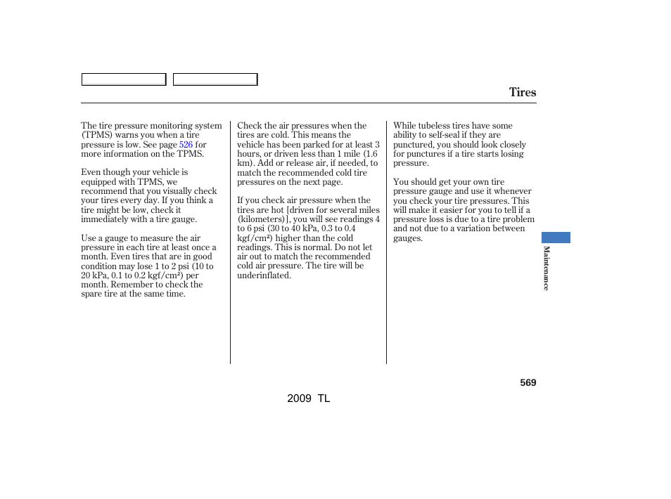Tires | Acura 2009 TL User Manual | Page 572 / 648