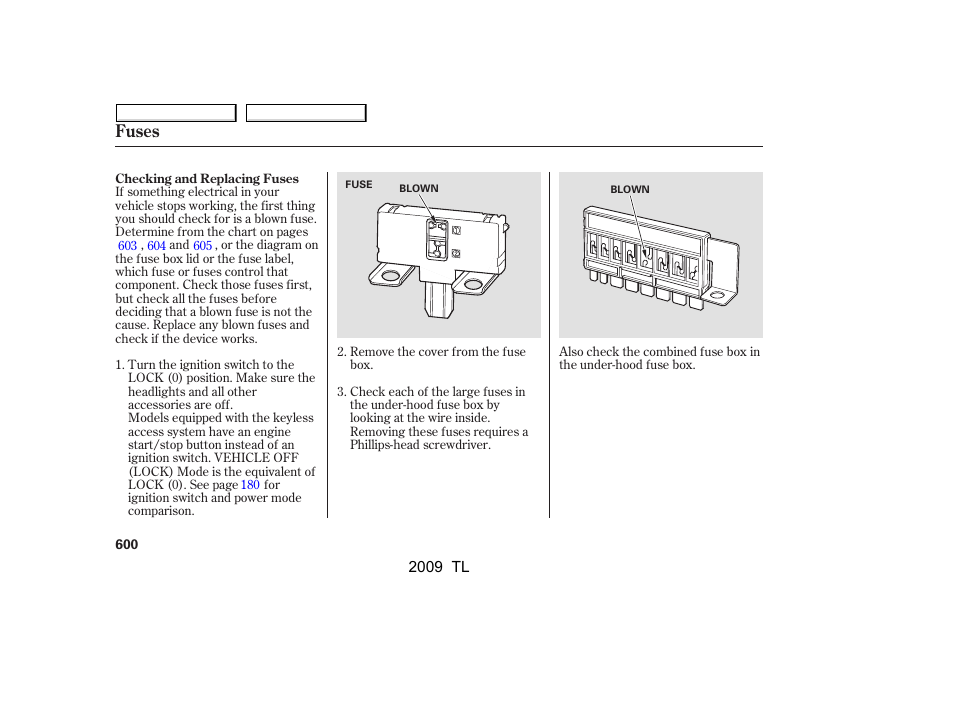 Fuses | Acura 2009 TL User Manual | Page 603 / 648