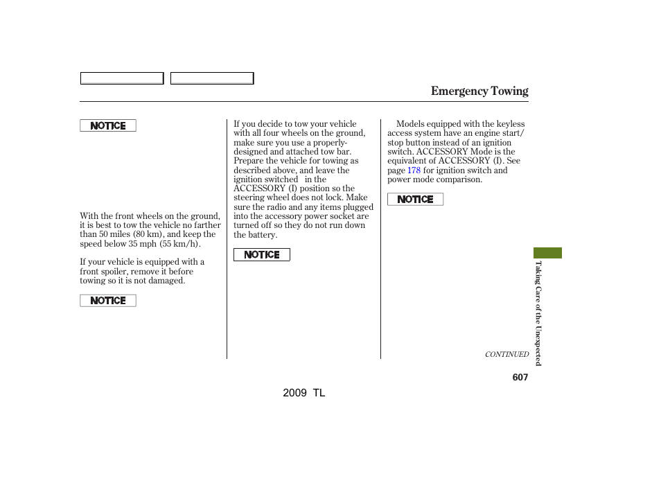 Emergency towing, 2009 tl | Acura 2009 TL User Manual | Page 610 / 648