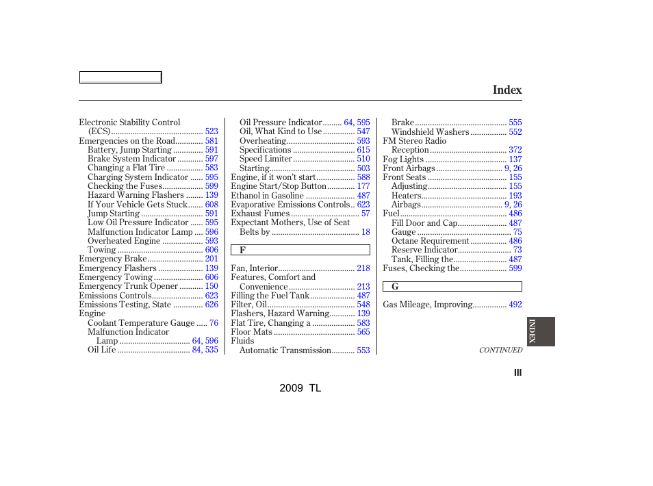 Index | Acura 2009 TL User Manual | Page 640 / 648