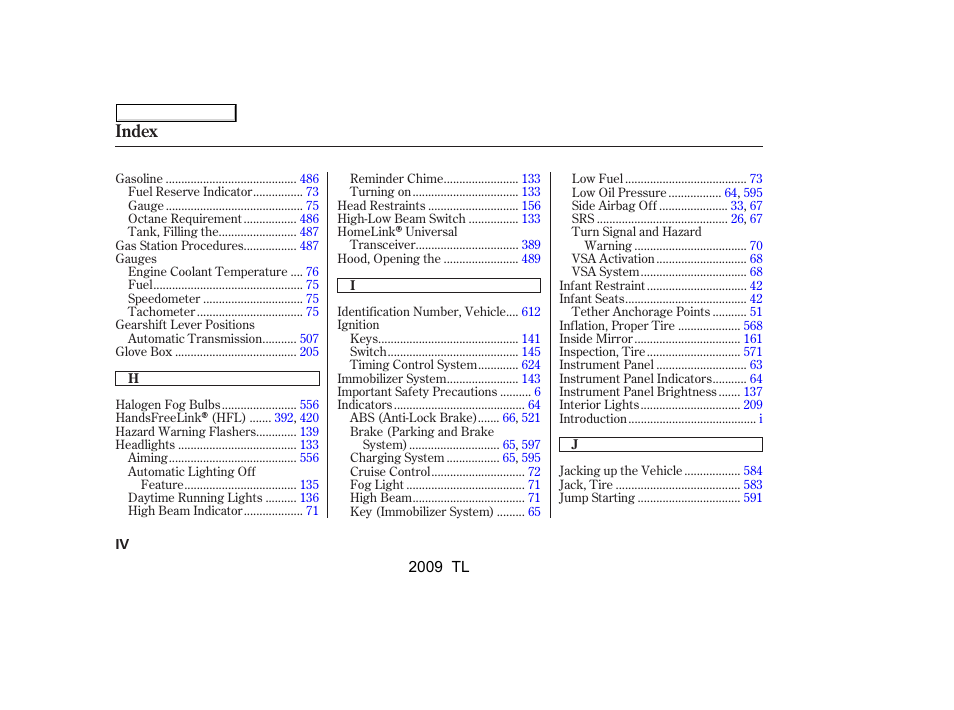 Index | Acura 2009 TL User Manual | Page 641 / 648