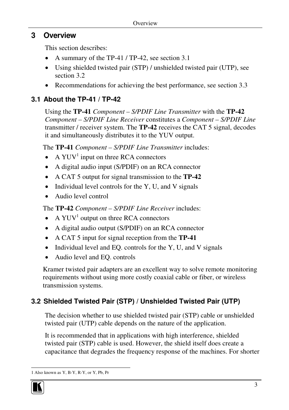 3 overview | Kramer Electronics TP-42 User Manual | Page 5 / 15