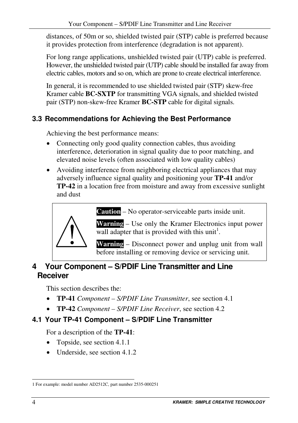 Kramer Electronics TP-42 User Manual | Page 6 / 15
