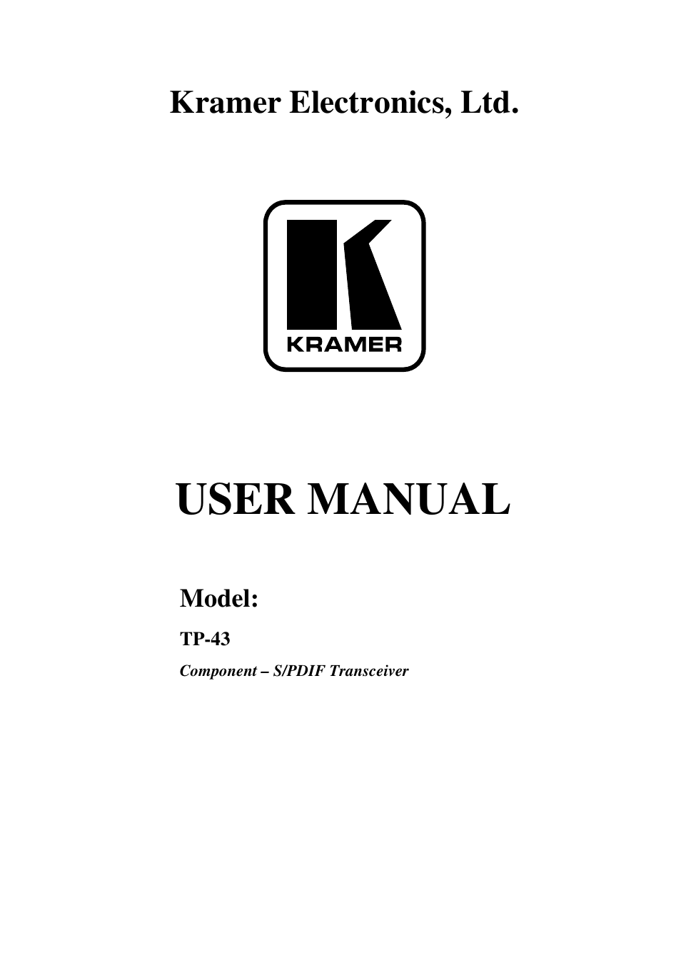 Kramer Electronics TP-43 User Manual | 18 pages